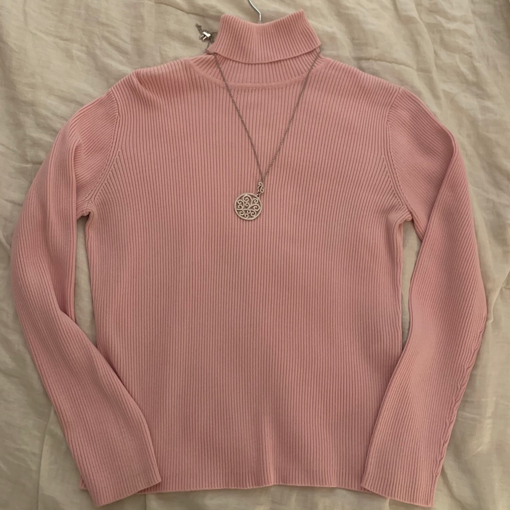 Pink Ribbed Turtleneck - Picture 2 of 3